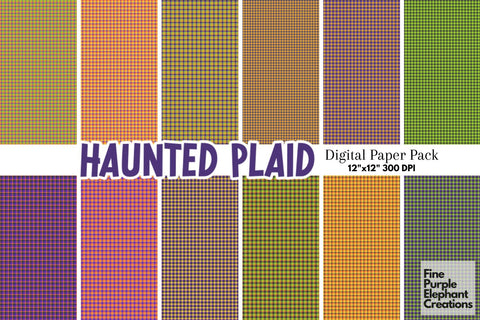 Spooky Halloween Plaid | Texture Background Digital Pattern Fine Purple Elephant Creations 