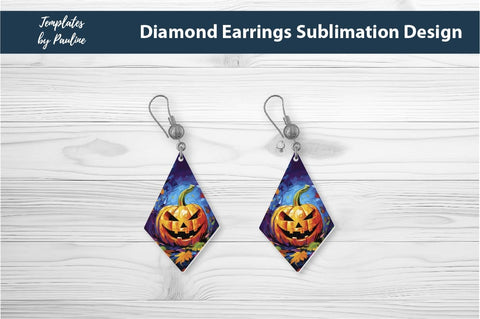 Spooky Halloween Pumpkin Earrings Sublimation Design 4 Sublimation Templates by Pauline 