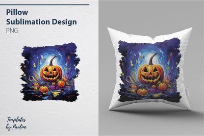 Spooky Halloween Pumpkin Pillow Sublimation Design 1 Sublimation Templates by Pauline 