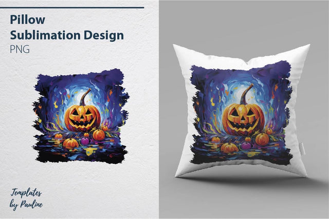 Spooky Halloween Pumpkin Pillow Sublimation Design 1 Sublimation Templates by Pauline 