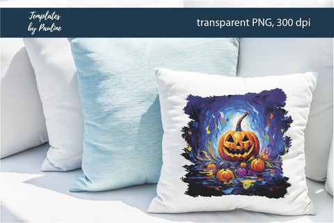 Spooky Halloween Pumpkin Pillow Sublimation Design 1 Sublimation Templates by Pauline 