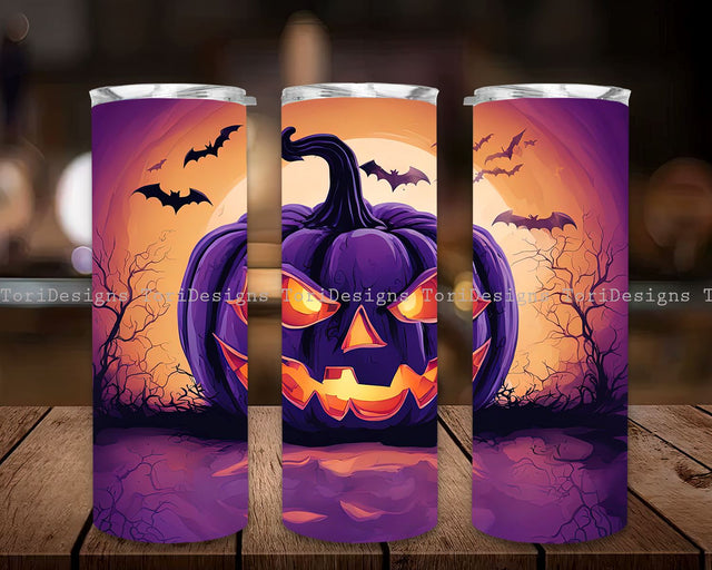 Spooky Halloween Pumpkin Tumbler Wrap 20oz Skinny Sublimation Tumbler Design Pumpkin Sublimation Downloads Watercolor Halloween Tumblers Sublimation ToriDesigns 