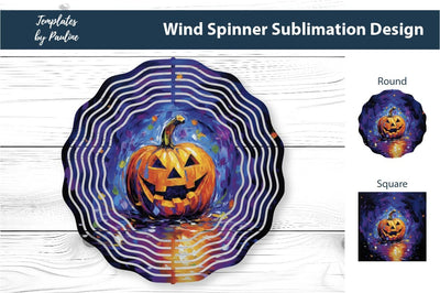 Spooky Halloween Pumpkin Wind Spinner Sublimation Design 1 Sublimation Templates by Pauline 