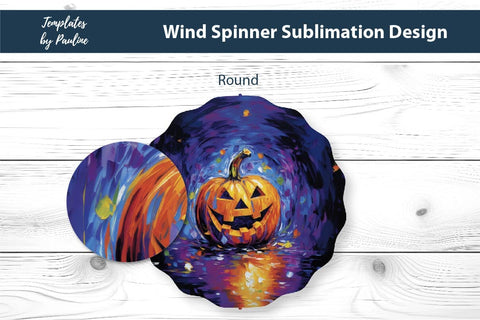 Spooky Halloween Pumpkin Wind Spinner Sublimation Design 1 Sublimation Templates by Pauline 