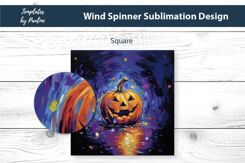 Spooky Halloween Pumpkin Wind Spinner Sublimation Design 1 Sublimation Templates by Pauline 