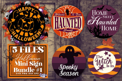 Spooky Halloween Round Sign Svg Bundle SVG Crafty Mama Studios 