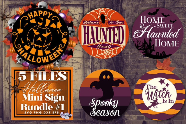 Spooky Halloween Round Sign Svg Bundle SVG Crafty Mama Studios 