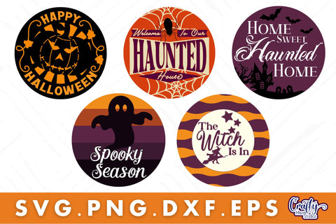Spooky Halloween Round Sign Svg Bundle SVG Crafty Mama Studios 