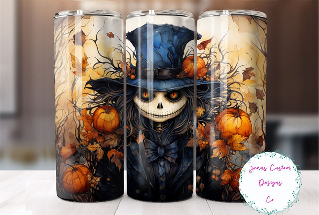Spooky Halloween Scarecrow, Alcohol Ink 20 oz Skinny Tumbler Sublimation Design Digital Download PNG Instant DIGITAL ONLY, Straight tumbler wrap. Sublimation Jenn Driscoll 