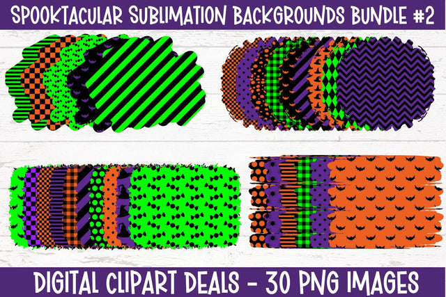 Spooky Halloween Sublimation Backgrounds Bundle #2 - 30 Designs - DIY Crafters, Teachers, Parents - Digital Download - 300 dpi PNG Sublimation Digital Clipart Deals 
