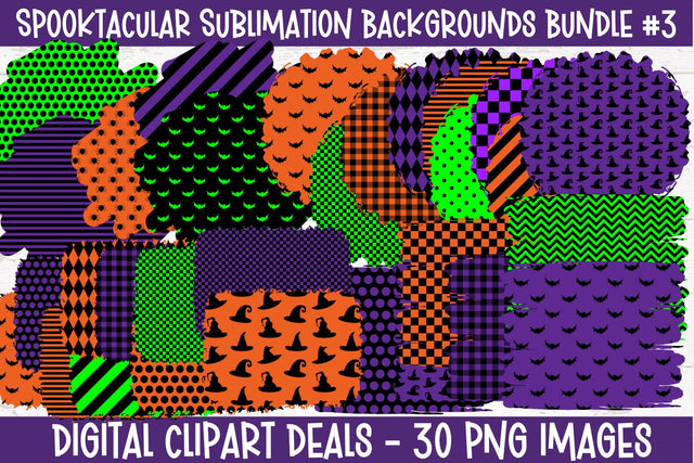 Spooky Halloween Sublimation Backgrounds Bundle #3 - 30 Designs - DIY Crafters, Teachers, Parents - Digital Download - 300 dpi PNG Sublimation Digital Clipart Deals 