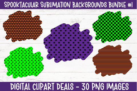 Spooky Halloween Sublimation Backgrounds Bundle - 30 Designs - DIY Crafters, Teachers, Parents - Digital Download - 300 dpi PNG Sublimation Digital Clipart Deals 