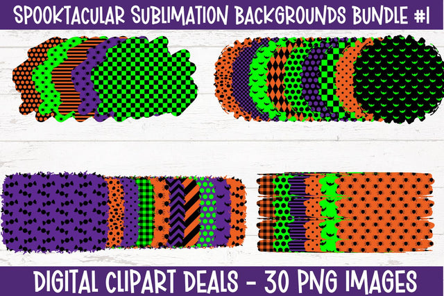 Spooky Halloween Sublimation Backgrounds Bundle - 30 Designs - DIY Crafters, Teachers, Parents - Digital Download - 300 dpi PNG Sublimation Digital Clipart Deals 