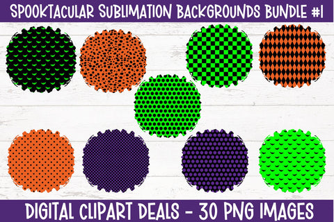 Spooky Halloween Sublimation Backgrounds Bundle - 30 Designs - DIY Crafters, Teachers, Parents - Digital Download - 300 dpi PNG Sublimation Digital Clipart Deals 