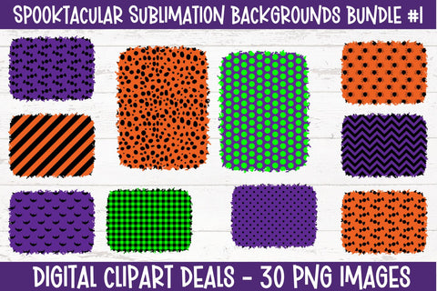 Spooky Halloween Sublimation Backgrounds Bundle - 30 Designs - DIY Crafters, Teachers, Parents - Digital Download - 300 dpi PNG Sublimation Digital Clipart Deals 