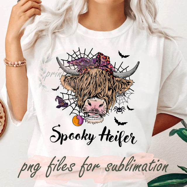 Spooky Heifer Png, Halloween Heifer Png, Halloween Western Png, Halloween Design Png, Leopard Png, Spooky Season Png, Bats, Witch, Fall Digital Sublimation, Instant Download Sublimation PrintingLife 