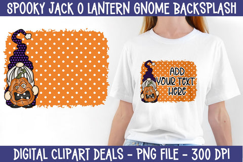 Spooky Jack O Lantern Gnome Backsplash Background - Spooky Pumpkin Holiday Backsplash for Halloween Sublimation Digital Clipart Deals 