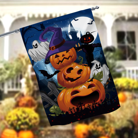 Spooky Jack O'Lanterns Halloween Garden Flag - 12x18 Garden Flag Sublimation Design Download PNG File Instant Download Sublimation CaldwellArt 