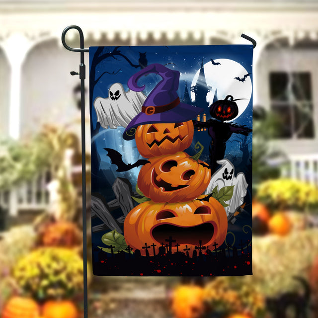 Spooky Jack O'Lanterns Halloween Garden Flag - 12x18 Garden Flag Sublimation Design Download PNG File Instant Download Sublimation CaldwellArt 
