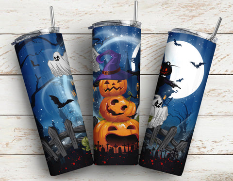 Spooky Jack O'Lanterns Halloween Tumbler Png, Sublimation Design Download PNG File Instant Download Sublimation CaldwellArt 