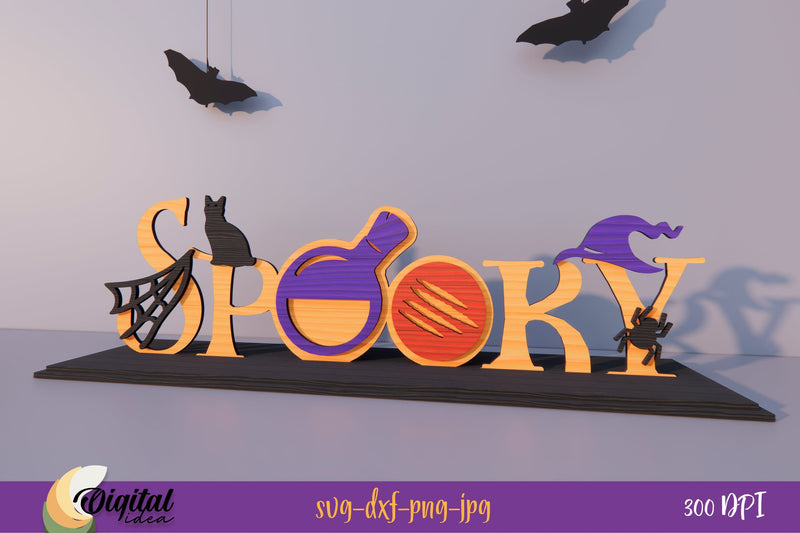Spooky | Layered Halloween Letter Stand 3D Design | Lettering SVG | Laser Cut SVG Evgenyia Guschina 