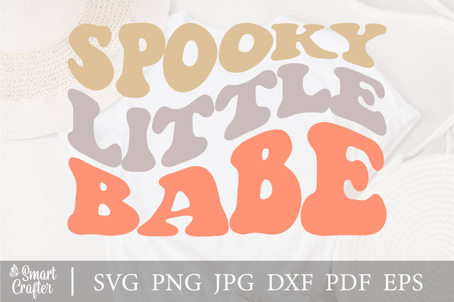 Spooky little babe svg, Spooky vibes svg, Baby Halloween svg, Little girl Halloween svg, Retro Halloween svg, Wavy letters svg, Funny fall SVG Fauz 