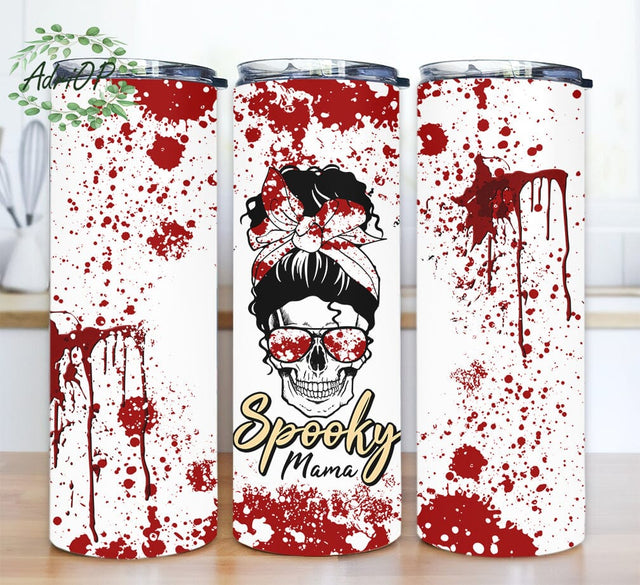 Spooky Mama 20oz Skinny Tumbler Png, Halloween Tumbler, Mom Halloween Tumbler, Spooky Mama Halloween Tumbler, Halloween Cup, Spooky Mom Cup Sublimation AdriOP 