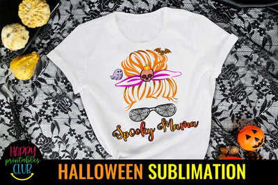 Spooky Mama Messy Bun Halloween Sublimation-Halloween Mama Sublimation Happy Printables Club 
