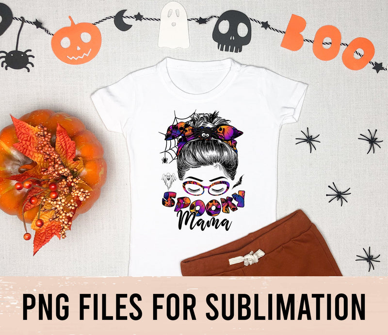 Spooky Mama Messy Bun Png Sublimation Design, Spooky Mama Png,Halloween Mom Png,Spooky Vibes Png,Halloween Pumpkin Png,Digital Download SVG BOO-design 