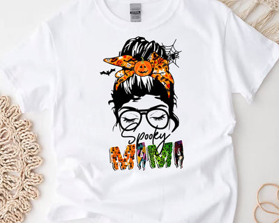 Spooky Mama PNG, Halloween png, Messy Bun png, Women Glasses png, Horror png, Pumpkin png, Witch, Spider, Spooky Mom, Halloween Sublimation Sublimation BouDesign 