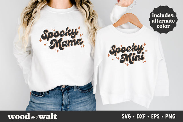 Spooky Mama & Spooky Mini SVG | Halloween Mommy & Me Shirt SVG SVG Wood And Walt 