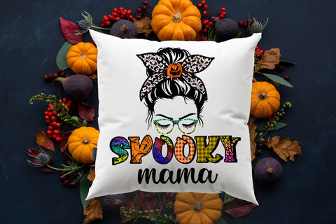 Spooky Mama Sublimation I Messy Bun Halloween Sublimation Sublimation Happy Printables Club 