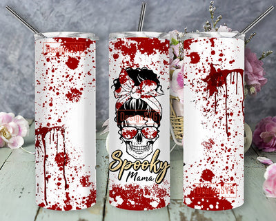 Spooky Mama Tumbler Png, Halloween Tumbler, Mom Halloween 20oz Insulated Tumbler Sublimation DesignSVG 