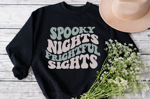 Spooky Nights & Frightful Sights Svg, Halloween Bat Svg, Halloween Shirt Svg, Cute Halloween Svg, Halloween Girl Svg, Halloween Png Cute SVG Fauz 
