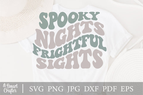 Spooky Nights & Frightful Sights Svg, Halloween Bat Svg, Halloween Shirt Svg, Cute Halloween Svg, Halloween Girl Svg, Halloween Png Cute SVG Fauz 