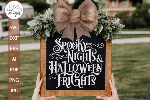 Spooky Nights SVG For Halloween Gothic Sign SVG Halloween Frights SVG For Halloween Door Hanger Sign svg for Fall Spooky Sign Gothic svg SVG Diva Watts Designs 