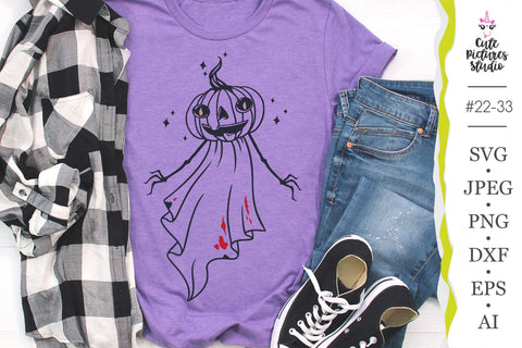 Spooky pumpkin ghost SVG CutePicturesStudio 