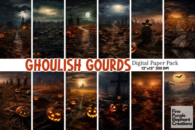 Spooky Pumpkin Patch | Background Digital Pattern Fine Purple Elephant Creations 