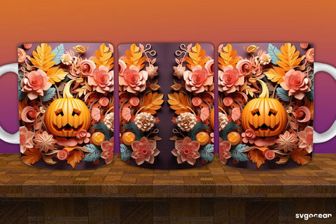 Spooky Pumpkins Halloween Mug Wrap | 11 Oz | Sublimation Sublimation SvgOcean 