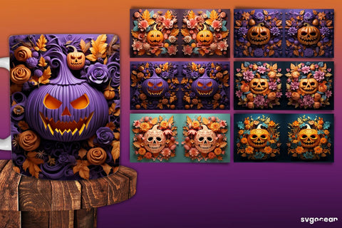 Spooky Pumpkins Halloween Mug Wrap | 11 Oz | Sublimation Sublimation SvgOcean 