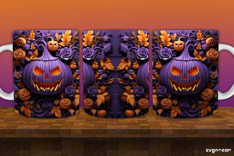 Spooky Pumpkins Halloween Mug Wrap | 11 Oz | Sublimation Sublimation SvgOcean 