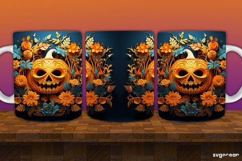 Spooky Pumpkins Halloween Mug Wrap | 11 Oz | Sublimation Sublimation SvgOcean 