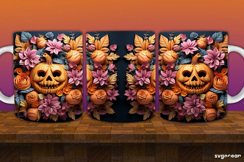 Spooky Pumpkins Halloween Mug Wrap | 11 Oz | Sublimation Sublimation SvgOcean 