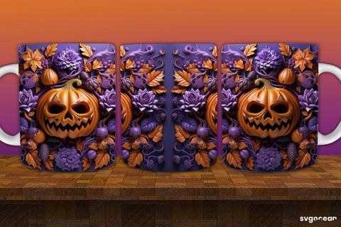 Spooky Pumpkins Halloween Mug Wrap | 11 Oz | Sublimation Sublimation SvgOcean 