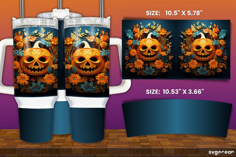 Spooky Pumpkins Halloween Tumbler Wrap | 40 Oz | Sublimation Sublimation SvgOcean 