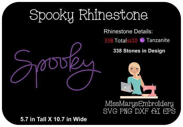 Spooky Rhinestone Script SVG MissMarysEmbroidery 