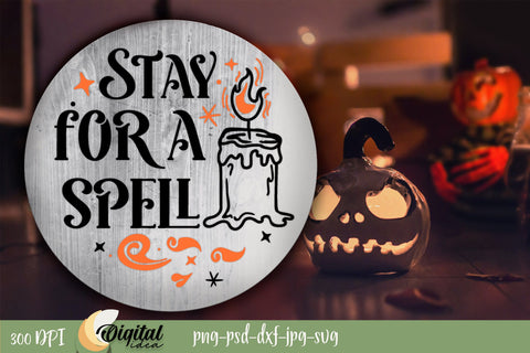 Spooky Round sign. Halloween SVG. Layered Laser Cut Design SVG Evgenyia Guschina 