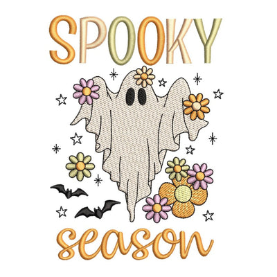 Spooky Season Embroidery Design, Floral Ghost Machine Embroidery Design, Halloween Embroidery File, 3 sizes Embroidery/Applique DESIGNS Nino Nadaraia 