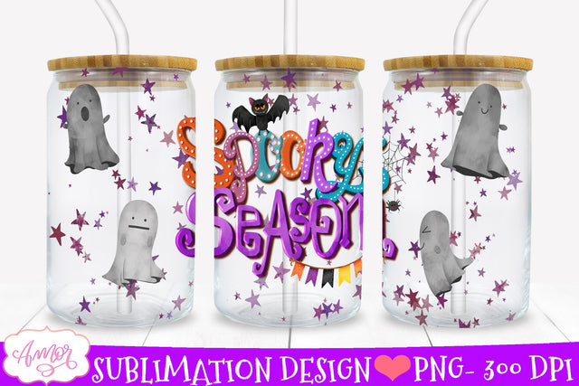 Spooky season glass can PNG for sublimation | Halloween PNG Sublimation Amorclipart 
