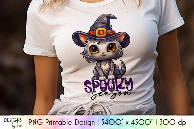 Spooky Season Halloween Cat Printable PNG Sublimation Designs by Ira 